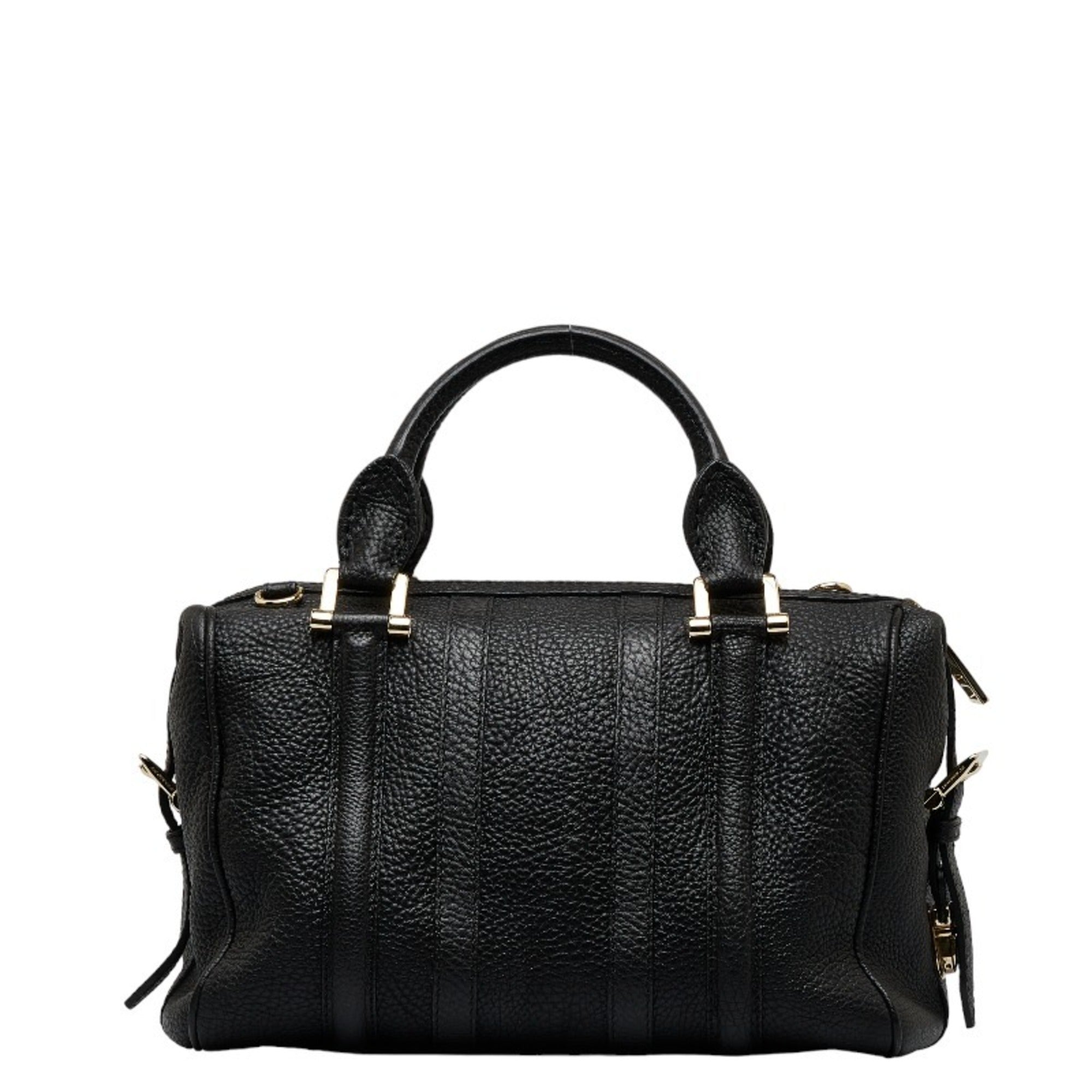 Pre-Owned Burberry Side Belt Metal Handbag Shoulder Bag Black Grain Calf Leather Women's BURBERRY (Good)
