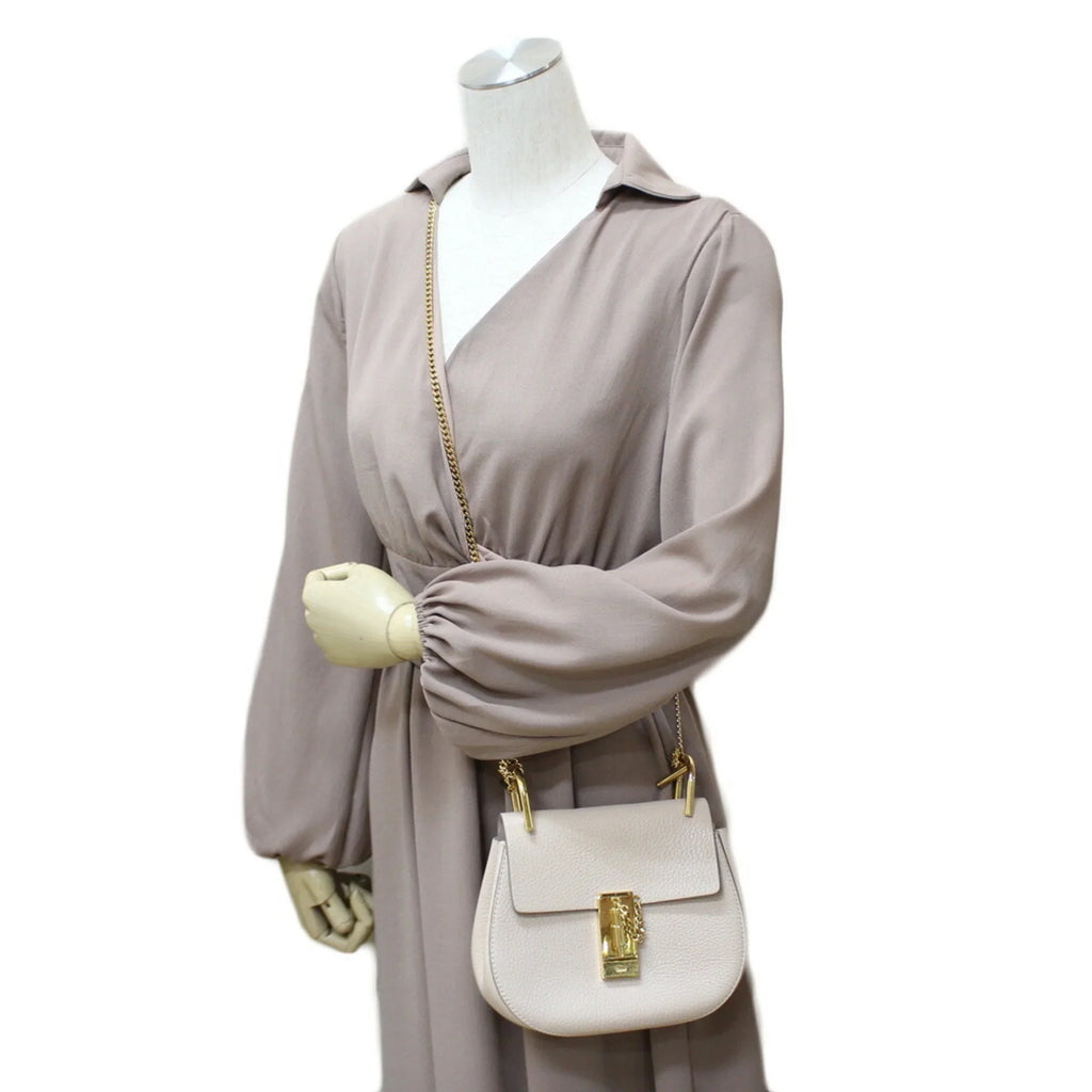 Pre-Owned Chloé Chloe Shoulder Bag Leather Beige Ladies Chain BRB01000000002558 (Fair)