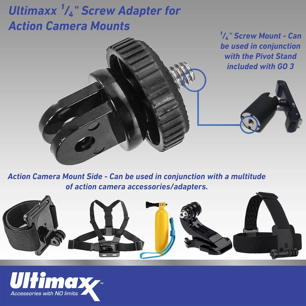 Ultimaxx Advanced Insta360 GO 3 Action Camera Bundle (128GB) - Includes: 1/4” Screw Adapter for Action Cam Mounts, Mini Metal Dolly & More (25pc Bundle)