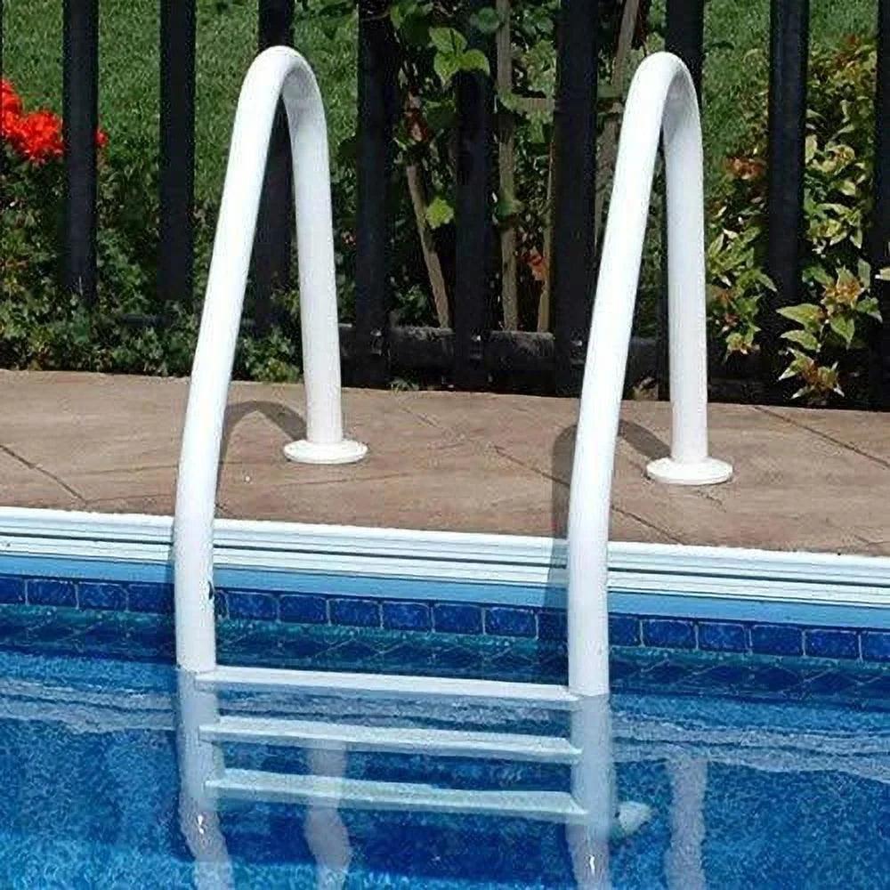 SAFTRON 3-Step In Ground Swimming Pool Ladder- White