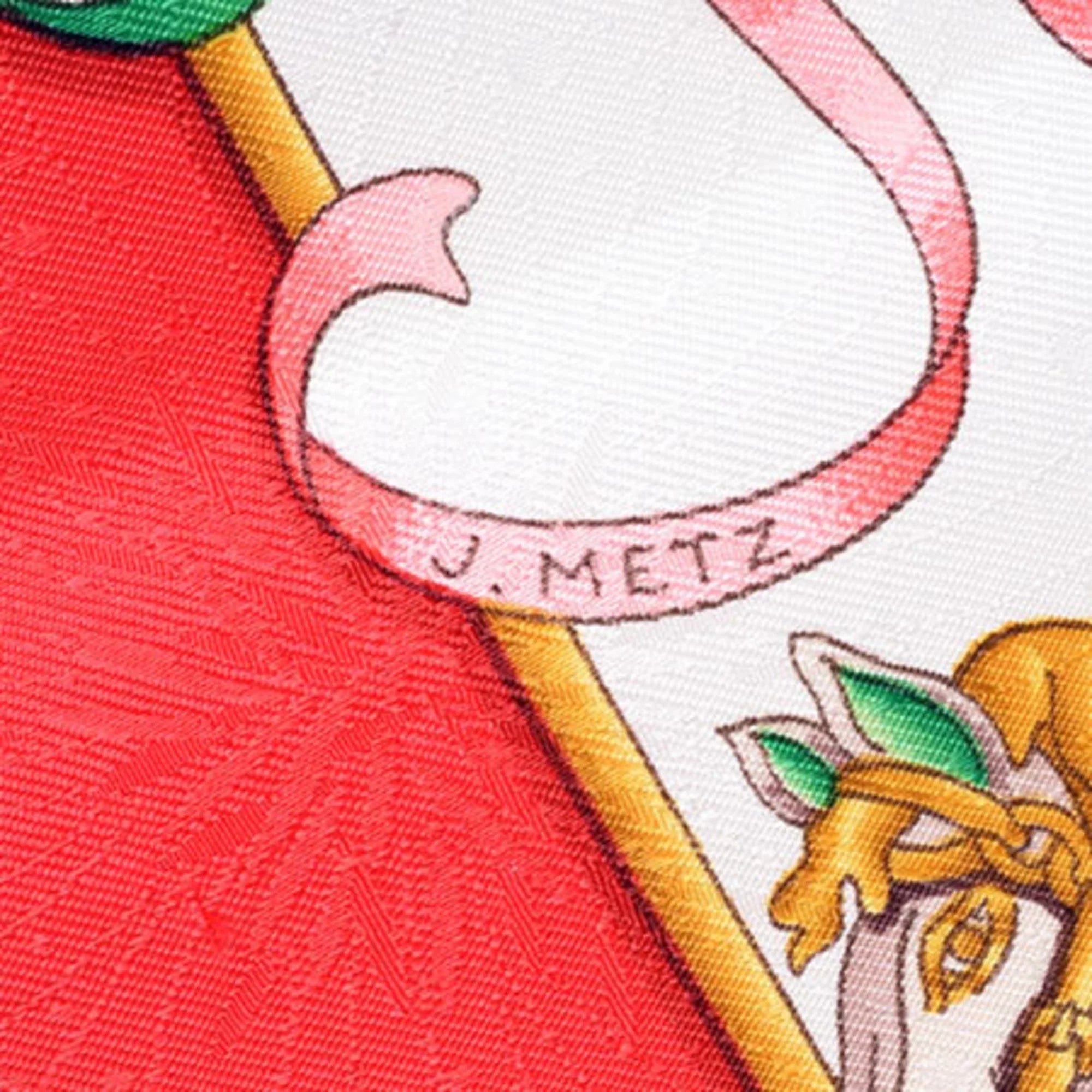 Pre-Owned Hermes HERMES Carre 90 Silk Scarf Amusement Park LUNA PARK Red White (Good)