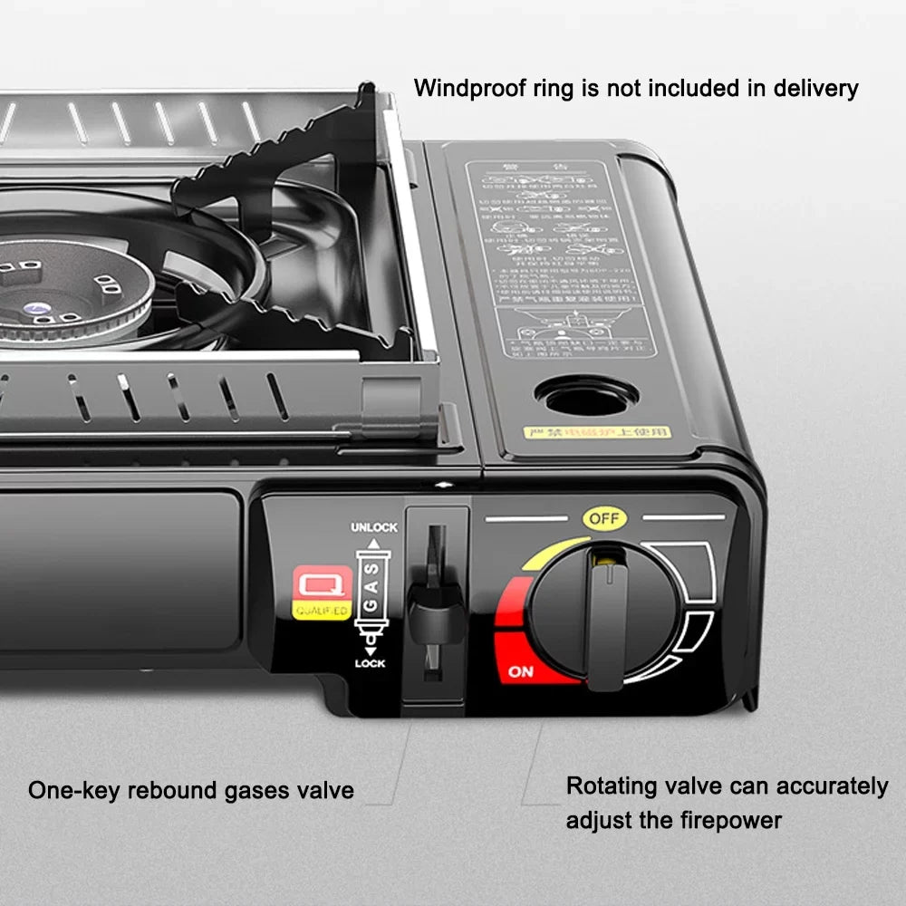 Portable 2.9KW Cassette Butane Stove with Piezo Ignition - Ideal for Outdoor Cooking, Camping, Picnics, Backpacking, Hiking, and Barbecues