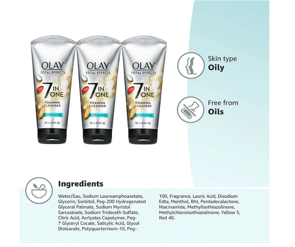 Olay Total Effects Revitalizing Foaming Facial Cleanser, 5.0 fl oz ( pack of 3)