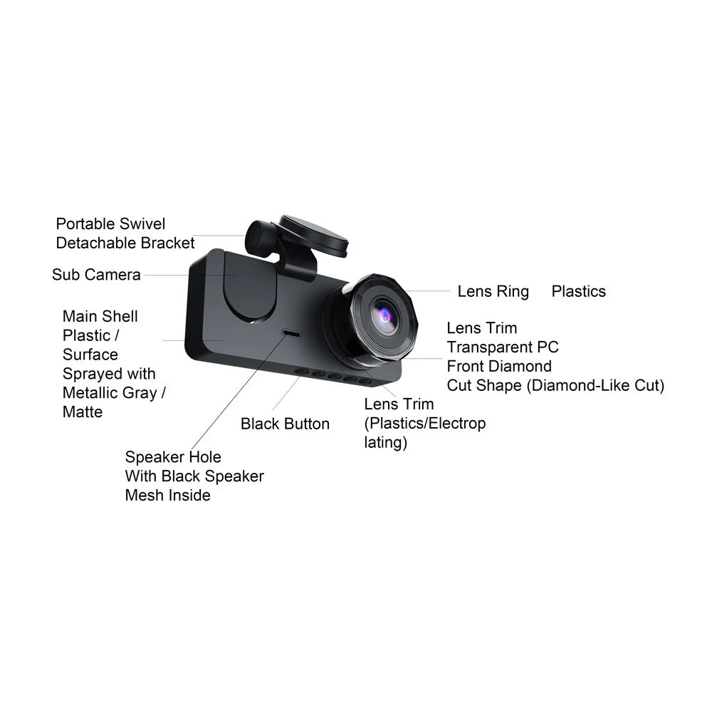 Dazzduo Support Dashcam Motion 1080 P DVR Driving Camera Dash Recording DOYING Display 1080 2 Camera-B Loop & 1080 2 XIXIAN Detection One-Key 2 Inch Night-Vision , Rear Front Recorder Lock HUIOP Inside