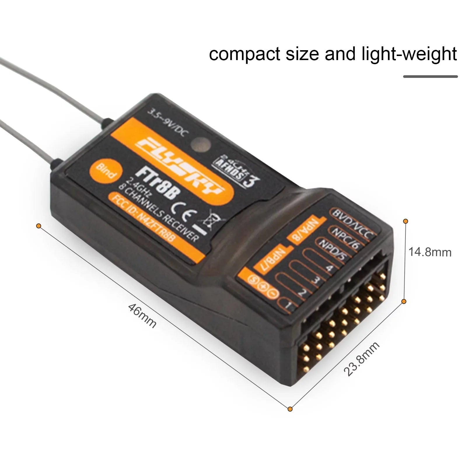 FTr8B 2.4GHz 8CH Receiver for RC Airplane Helicopter Fixed Wing Glider Engineering Vehicle Drone Dual PWMPPMi.BUSS.BUS Output Compatible with AFHDS3 Transmitters RF Modules PL18 NB4