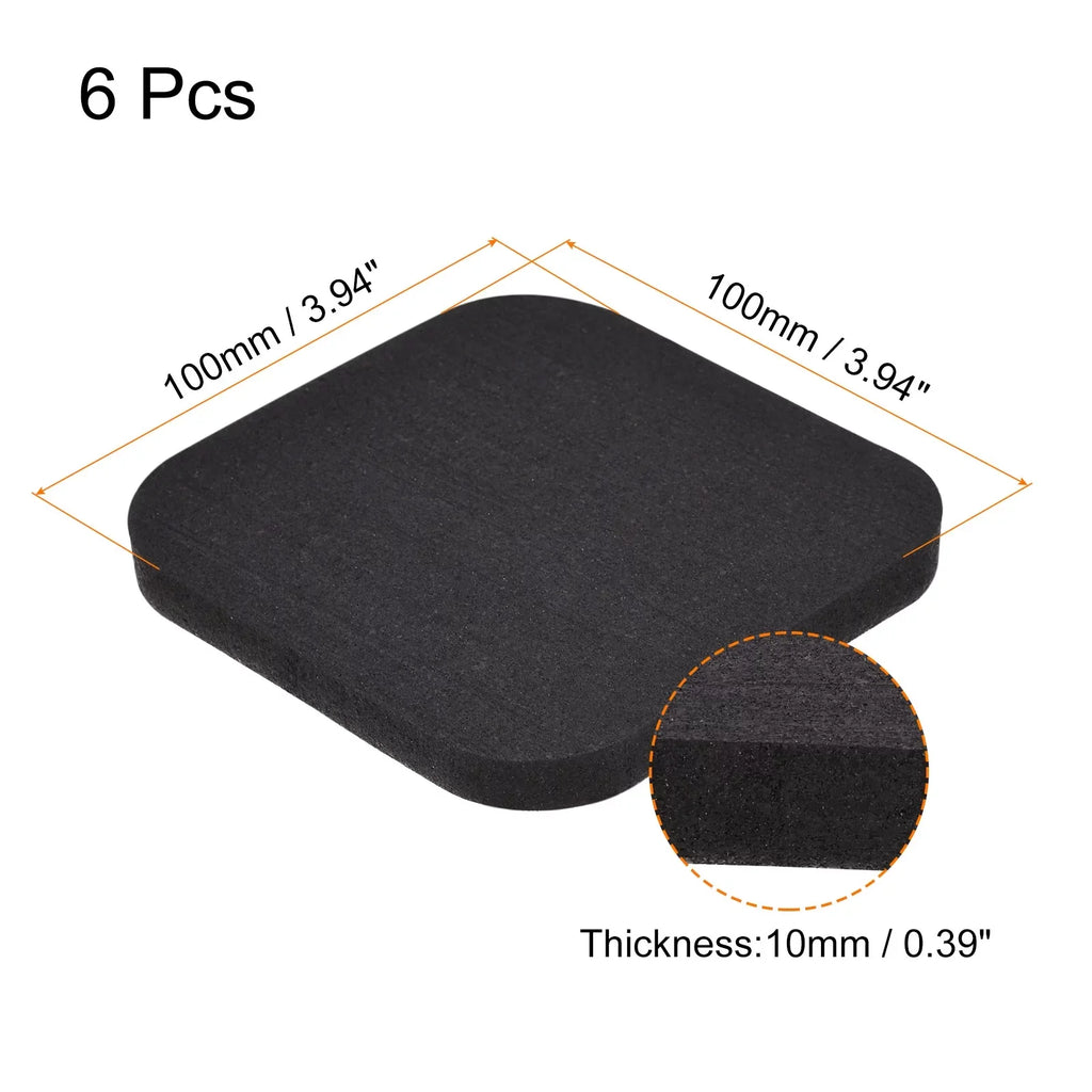 Uxcell Treadmill Mat-3.9"x3.9" Exercise Equipment Mat for Floor Protection Sound Reduction, Black 6 Pack