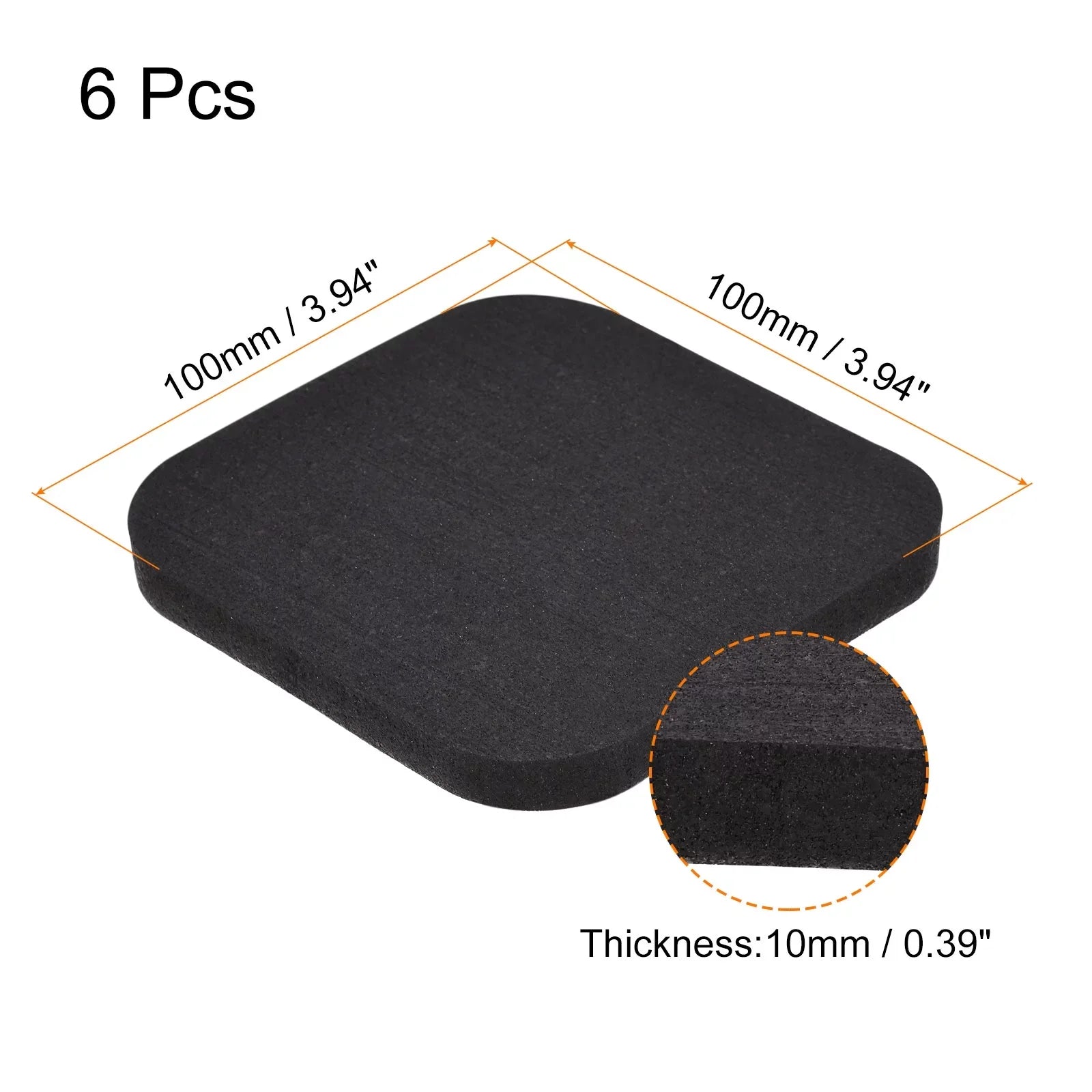 Uxcell Treadmill Mat-3.9"x3.9" Exercise Equipment Mat for Floor Protection Sound Reduction, Black 6 Pack