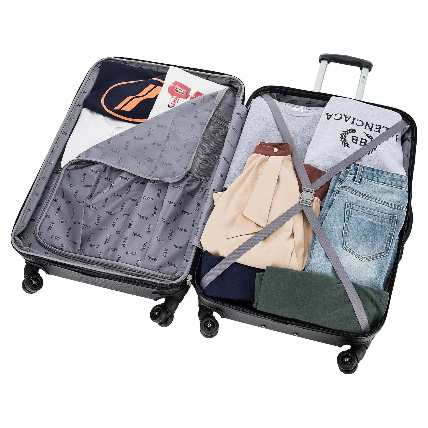 DUKAP Chipset 2-Piece Plastic Luggage Set Black (DKINT0SM-BLK)