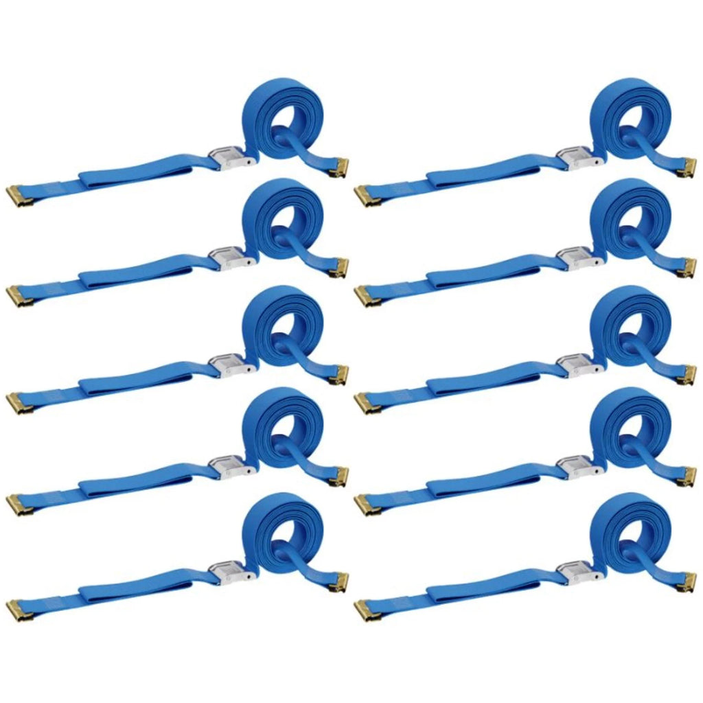 "TEN 2"" x 20' E Track Cam Straps, Sturdy Cam Buckle Strap Cargo TieDowns, Heavy Duty Blue Polyester Tie-Downs, ETrack Spring Fittings, Tie Down Motorcycles, Trailer Loads, by DC Cargo Mall"