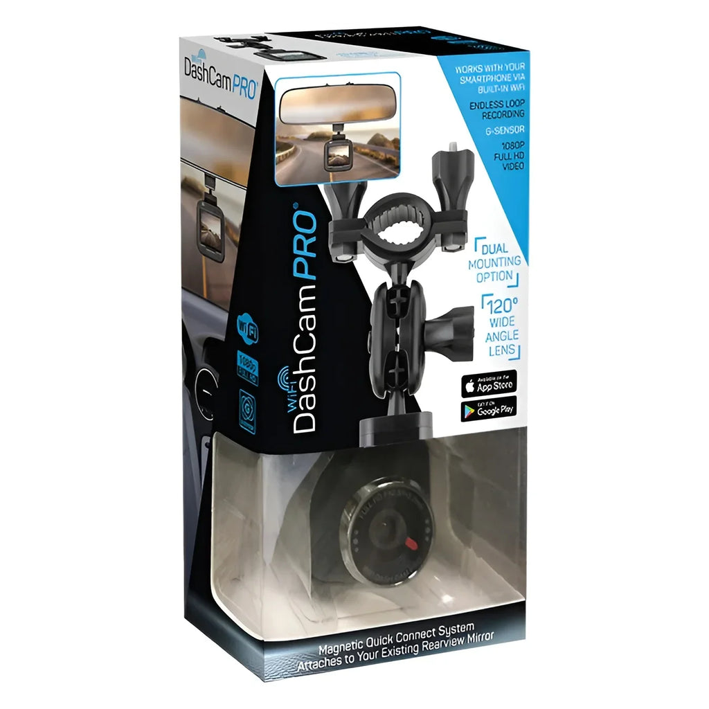 DashCam PRO - Wi-Fi, 1080p Full HD Car Camera, Wide Angle Camera with G-Sensor and Endless Loop Recording