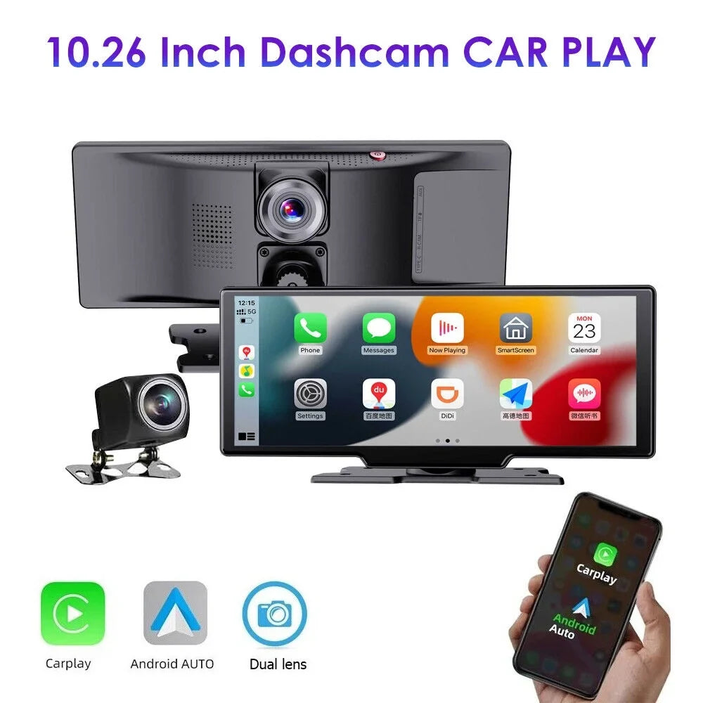 Paddsun 2K Wireless 10.26'' Touch Display Dual Channel Wifi Car DVR Dash Camera Android Auto ".