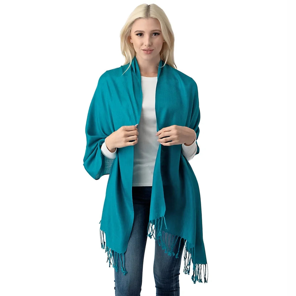 Set of 10 Teal Pashmina Scarf Shawl, Bridesmaid Shawl, Bridal Wrap, Wedding Shawl