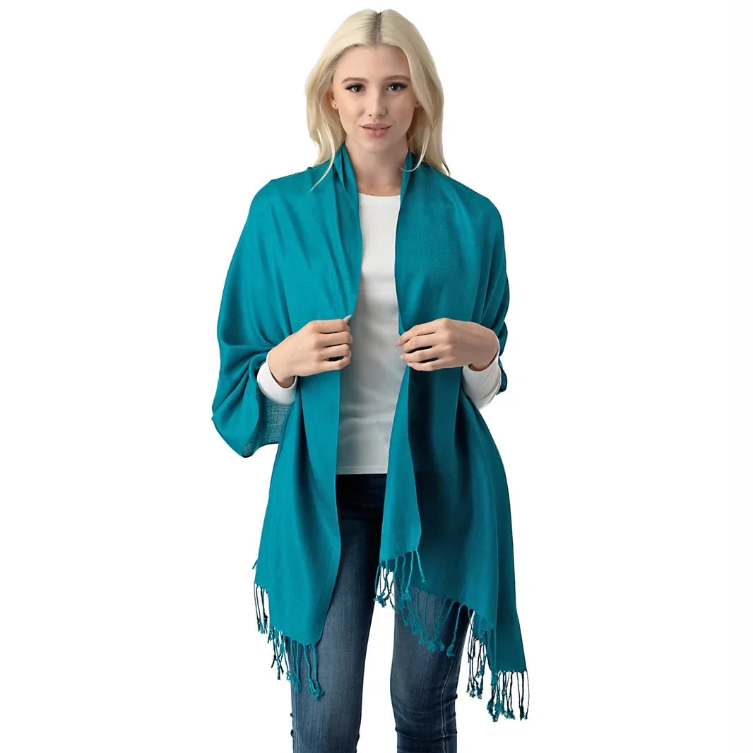 Set of 10 Teal Pashmina Scarf Shawl, Bridesmaid Shawl, Bridal Wrap, Wedding Shawl