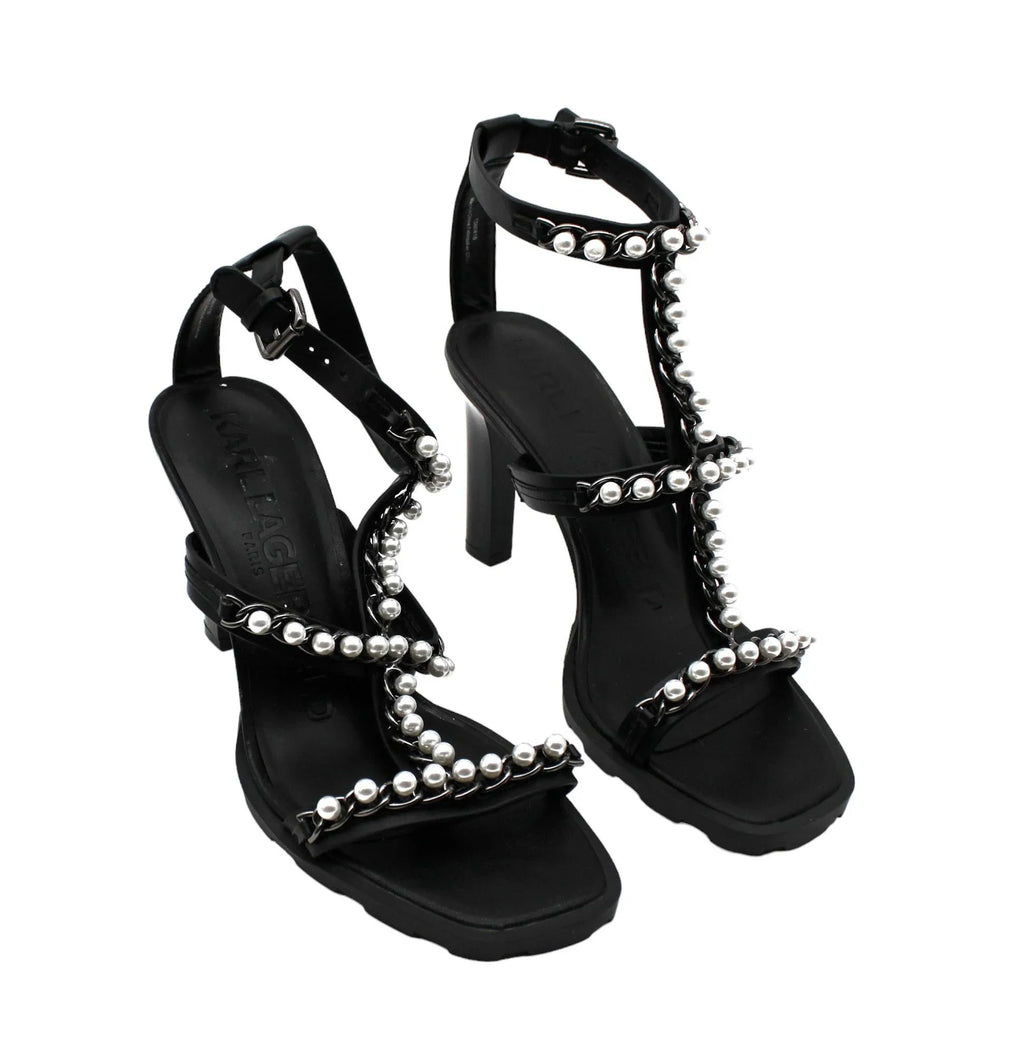 Karl Lagerfeld Paris Women's Midge T-Strap Embellished Dress Sandals (Size 10 US )