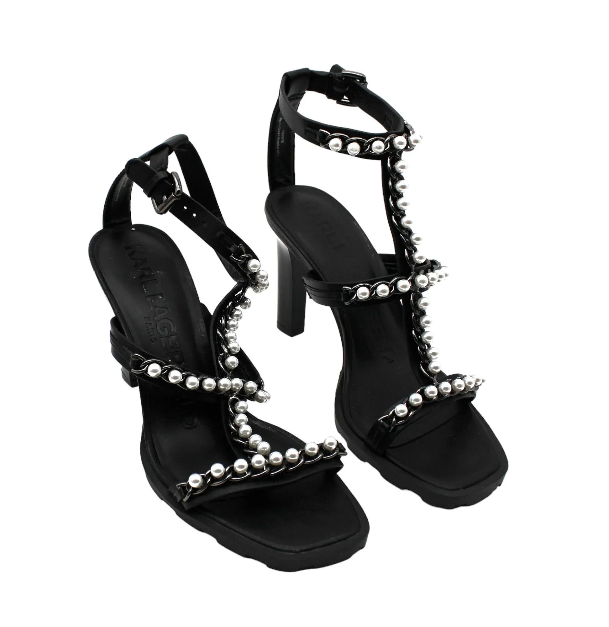 Karl Lagerfeld Paris Women's Midge T-Strap Embellished Dress Sandals (Size 10 US )