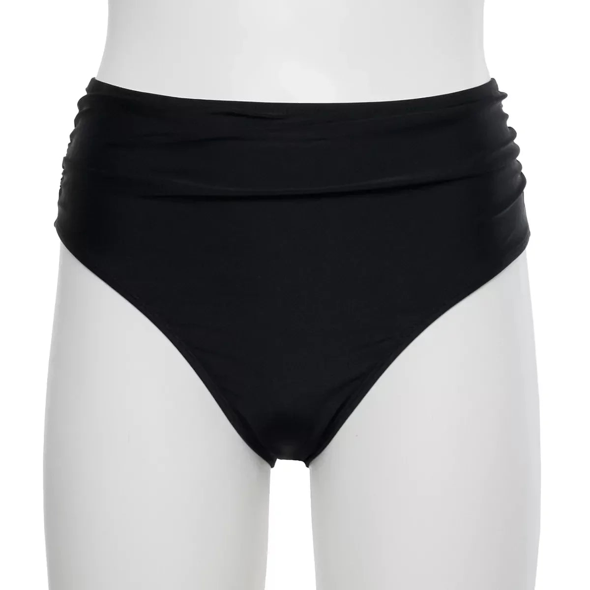 Nicole Miller BLACK Twist Front Bikini Top + Hi Waist Shirred Bottom 2Pc XL