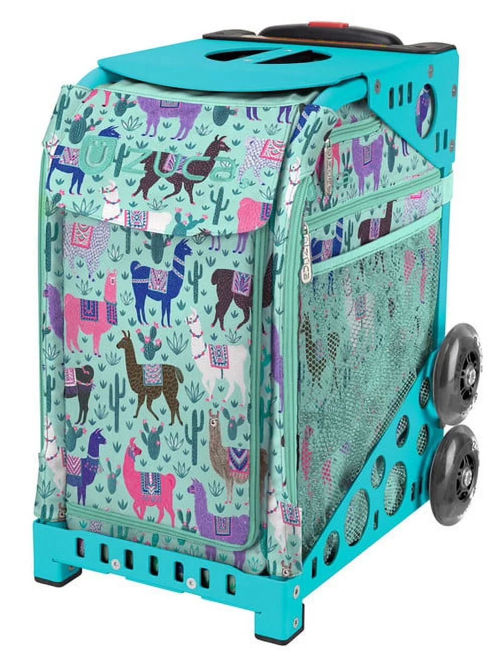 Zuca 18" Sport Bag - Llama Rama with 1 Large and 2 Mini Utility Pouches (Turquoise Frame)