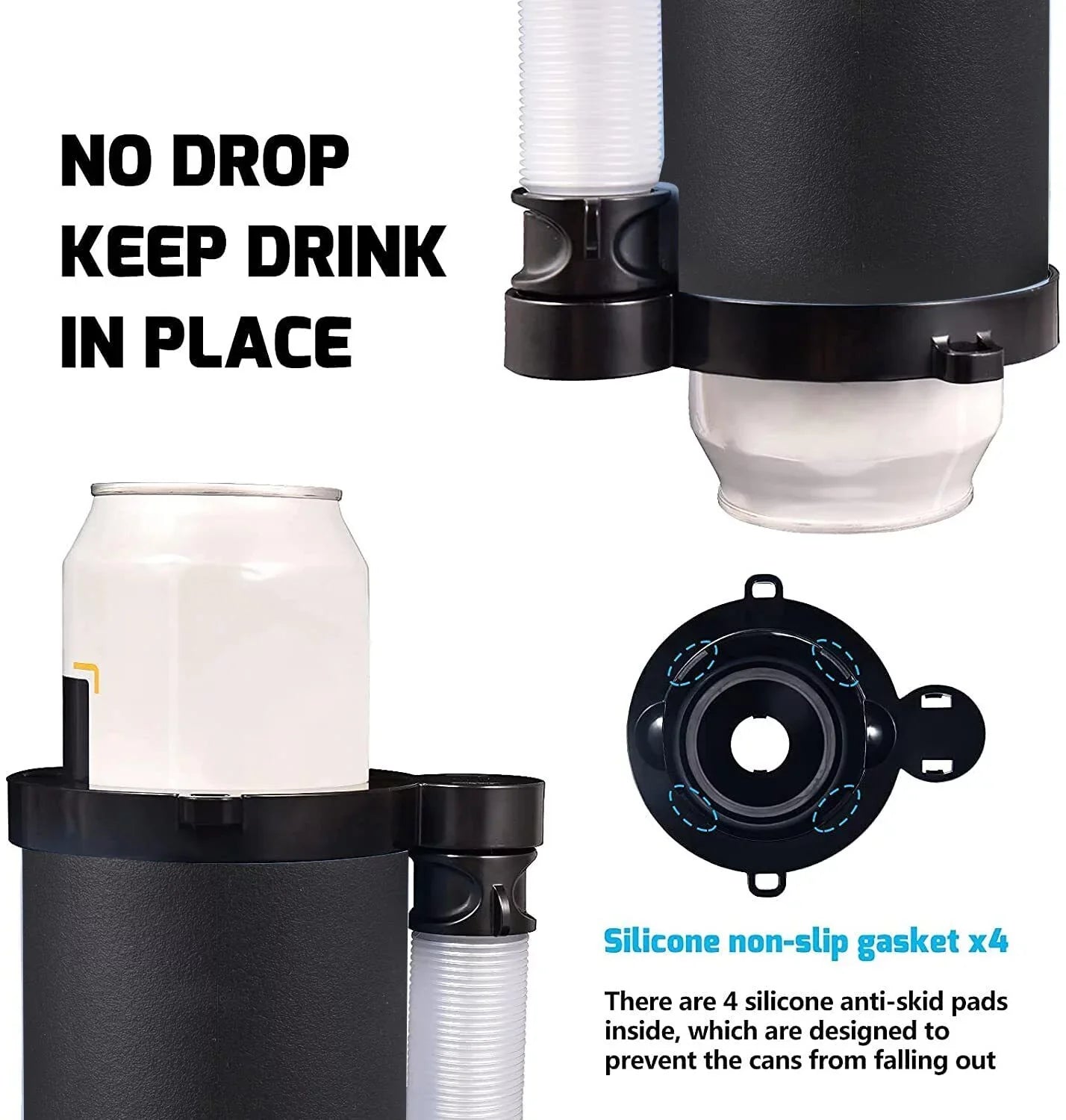 Jahy2Tech Portable Can/Bottle Cooler Cup with 2 Detachable Expandable Hose and Bottle Opener Keychain,Hose Funnel Cup for Beverage Drink, Built for Party Bottle Bottle Drinking Funnel(Black)
