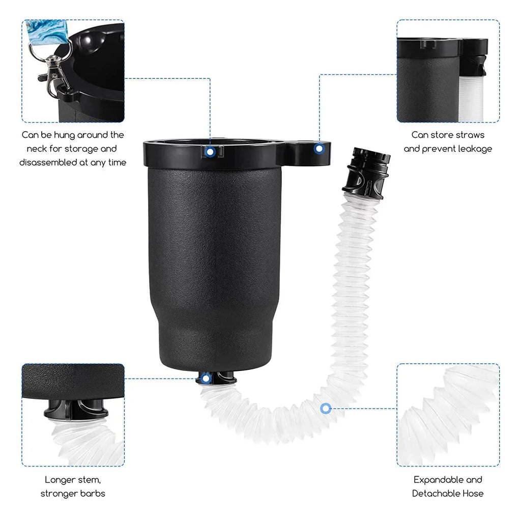 Jahy2Tech Portable Can/Bottle Cooler Cup with 2 Detachable Expandable Hose and Bottle Opener Keychain,Hose Funnel Cup for Beverage Drink, Built for Party Bottle Bottle Drinking Funnel(Black)