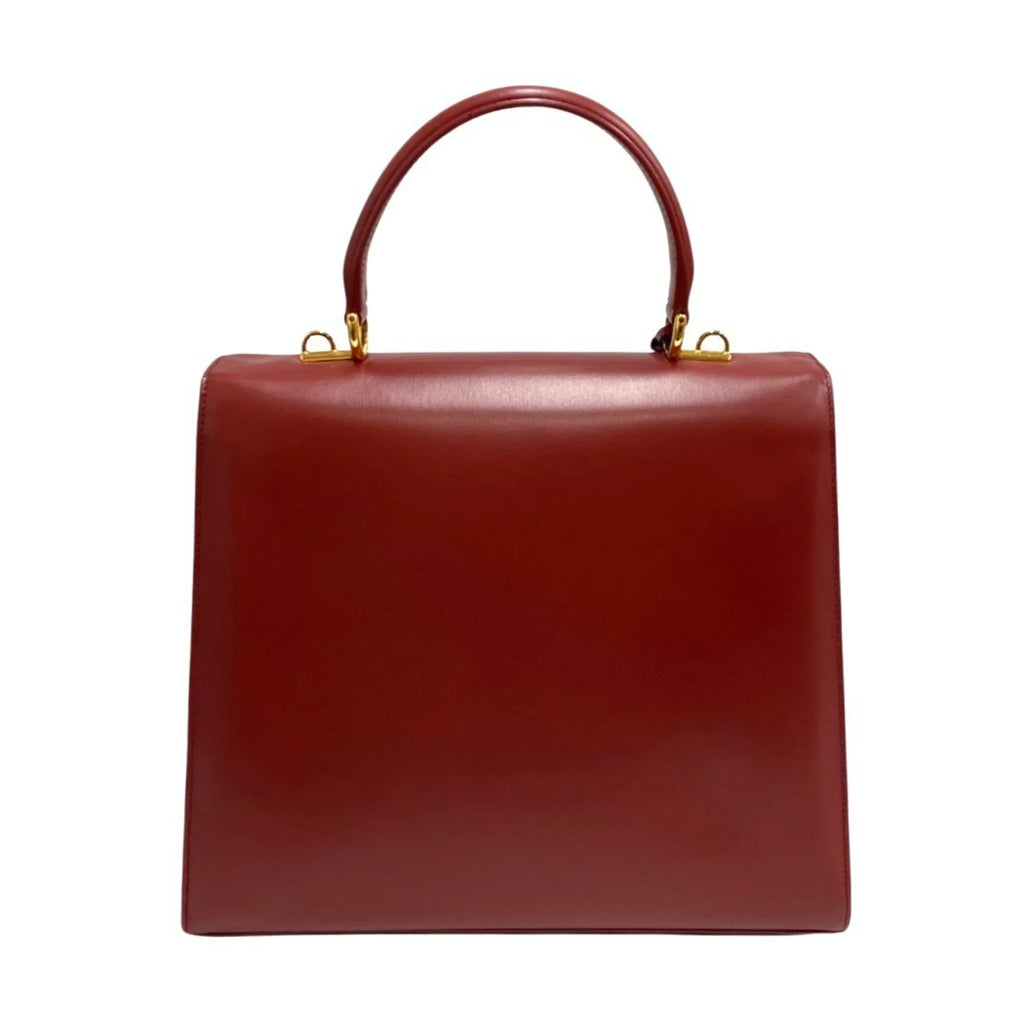 Pre-Owned GUCCI Gucci Old Vintage Ladylock Calf Leather Genuine Handbag Mini Tote Bag Red (Good)