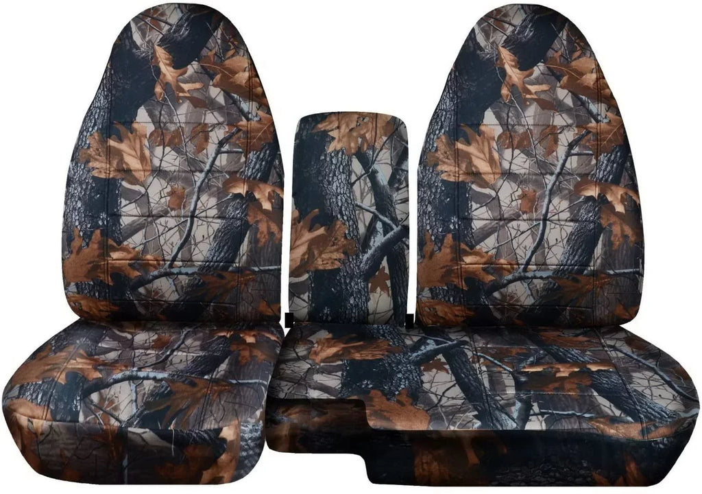 T38-Designcovers Fits 2004-2012 Ford Ranger/Mazda B-Series Camouflage Truck Seat Covers(60/40 Split Bench)w Center Console/Armrest:Opening Console:Gray Tree