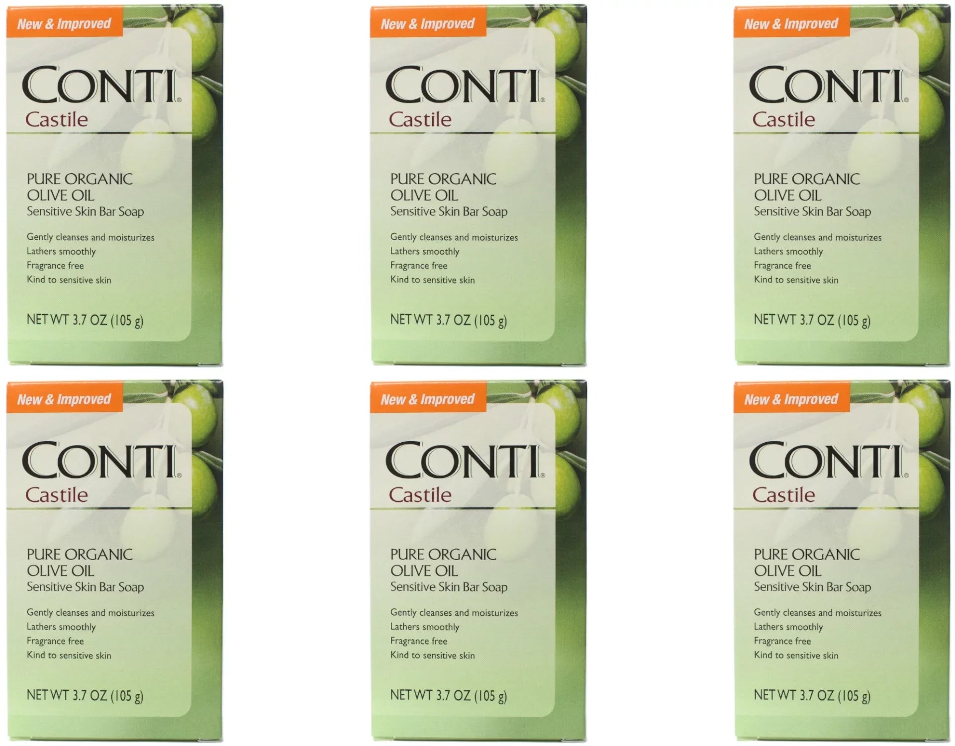 6 Pack - Conti Castile Olive Oil Soap 3.7oz Each