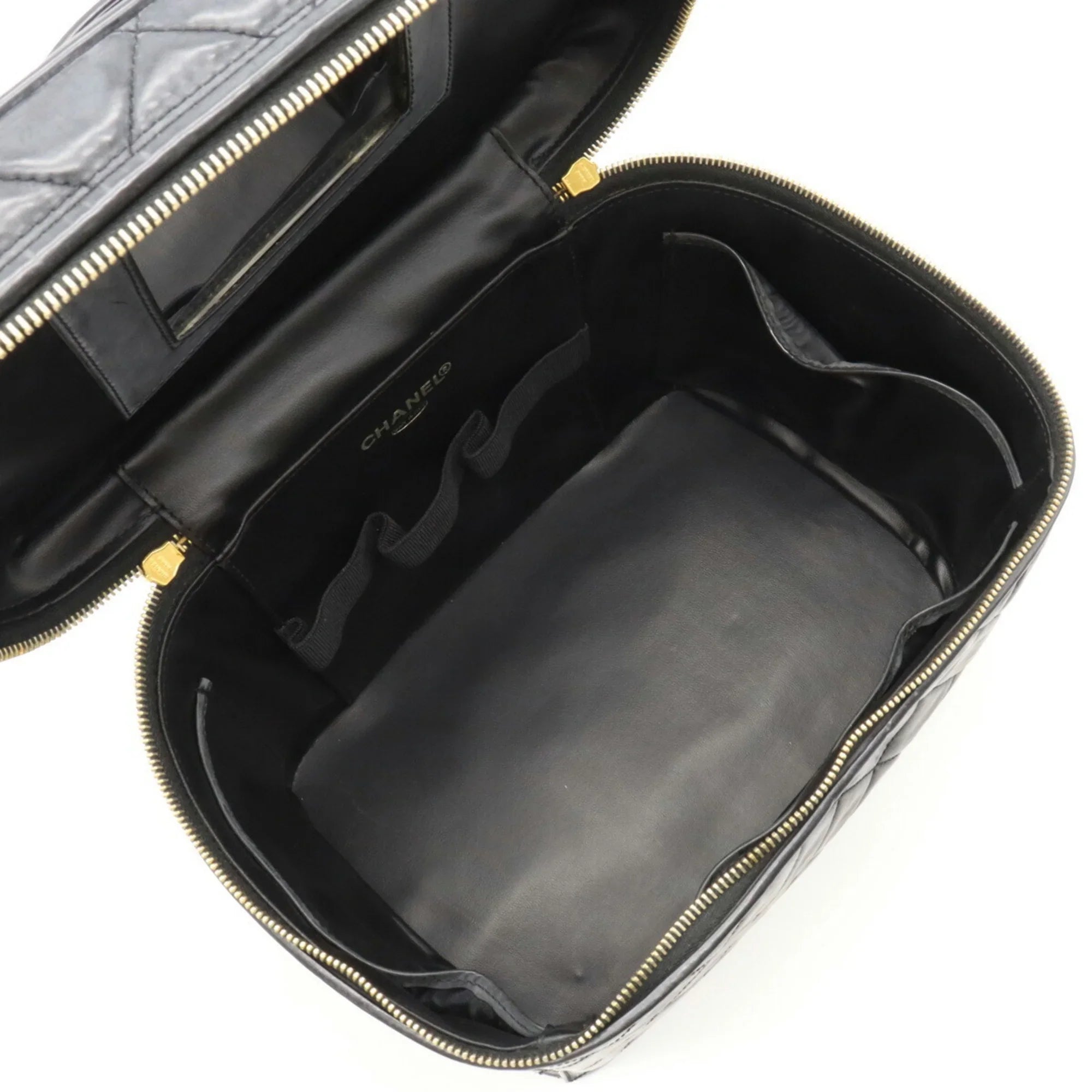 Pre-Owned CHANEL Chanel Matelasse Coco Mark Vanity Bag Handbag Shoulder Leather Black (Fair)