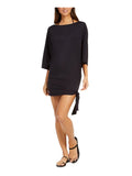 MICHAEL MICHAEL KORS Women's Black Stretch Pullover Dress Side Tie Scoop Neck Swimsuit Cover Up S