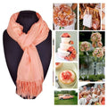 Set of 10 Peach Pashmina Scarf Shawl, Bridesmaid Shawl, Bridal Wrap, Wedding Shawl