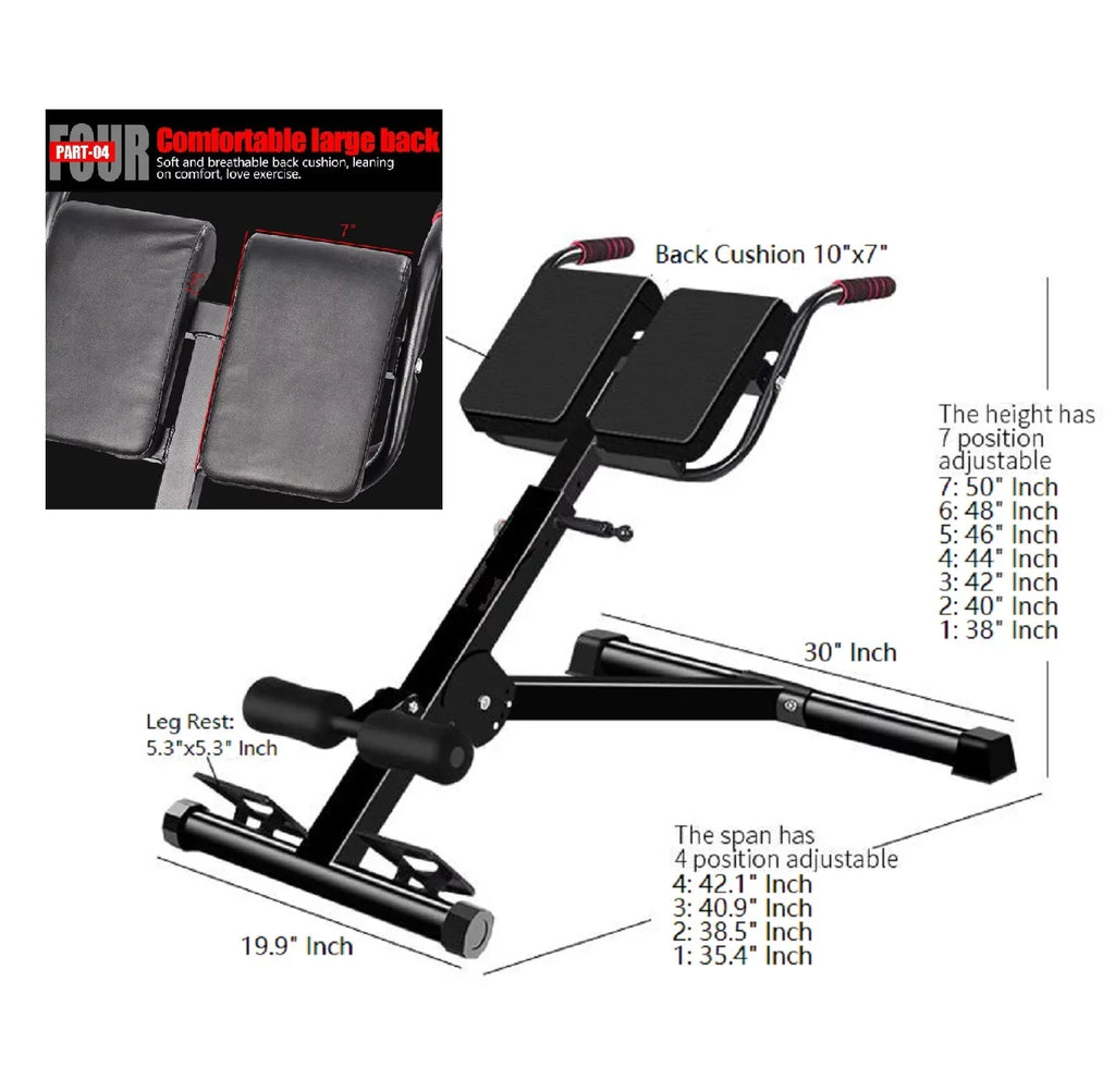 X Factor Adjustable Ab Back Core Strength Exercise Fitness Hyper Extension Roman Chair Exercise Bench Abdominal Strength Training Workout Home Gym