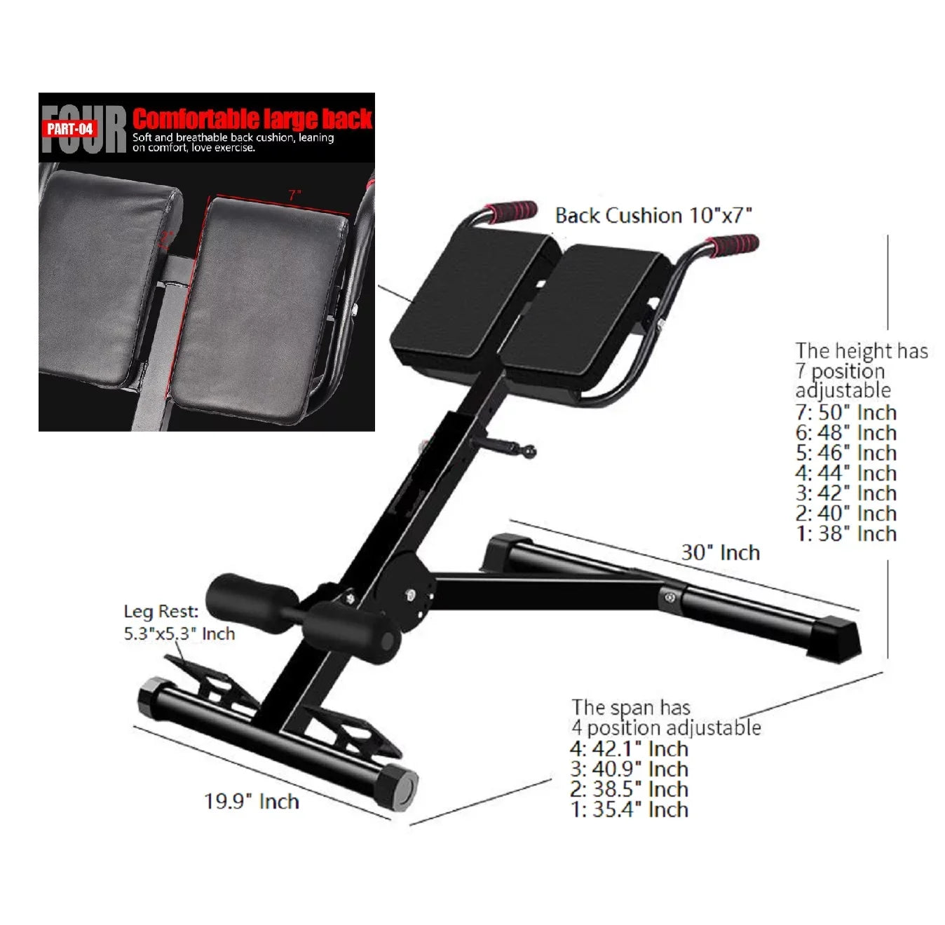 X Factor Adjustable Ab Back Core Strength Exercise Fitness Hyper Extension Roman Chair Exercise Bench Abdominal Strength Training Workout Home Gym