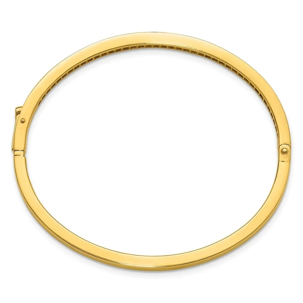 Auriga Fine Jewelry 925 Sterling Silver Polished Gold-tone CZ Hinged Bangle Bracelet for Women