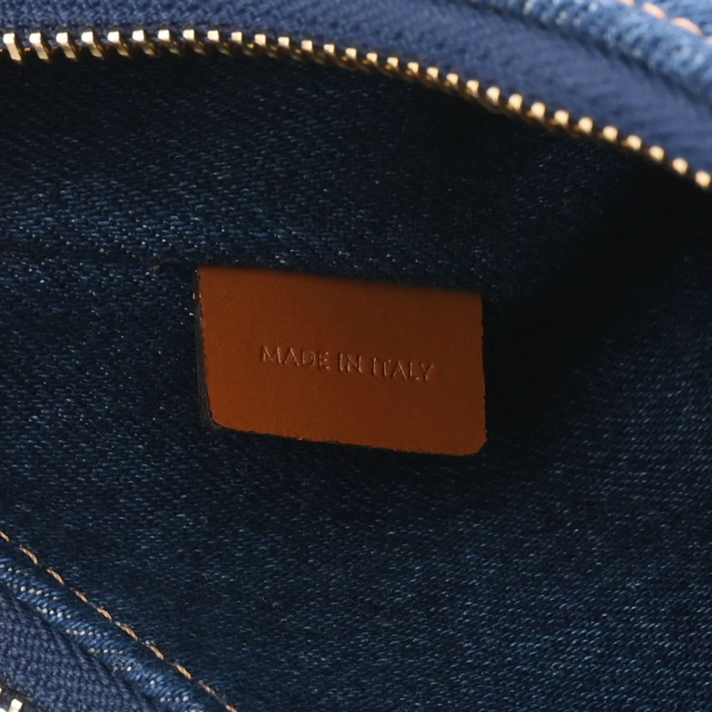 Pre-Owned CELINE Ava Blue 193952DKA Women's Denim Leather Handbag (Like New)