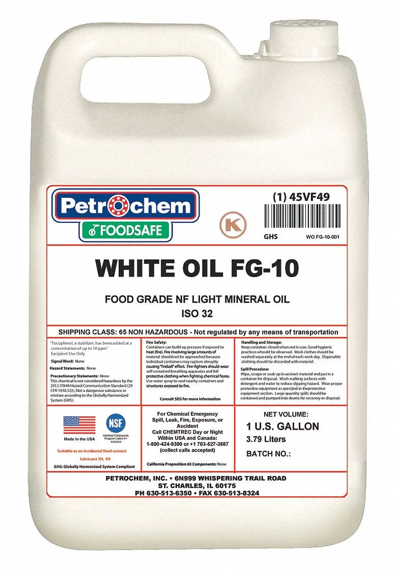Petrochem Mineral Hydraulic Oil,Food Grade,1 gal. WO FG-10-001