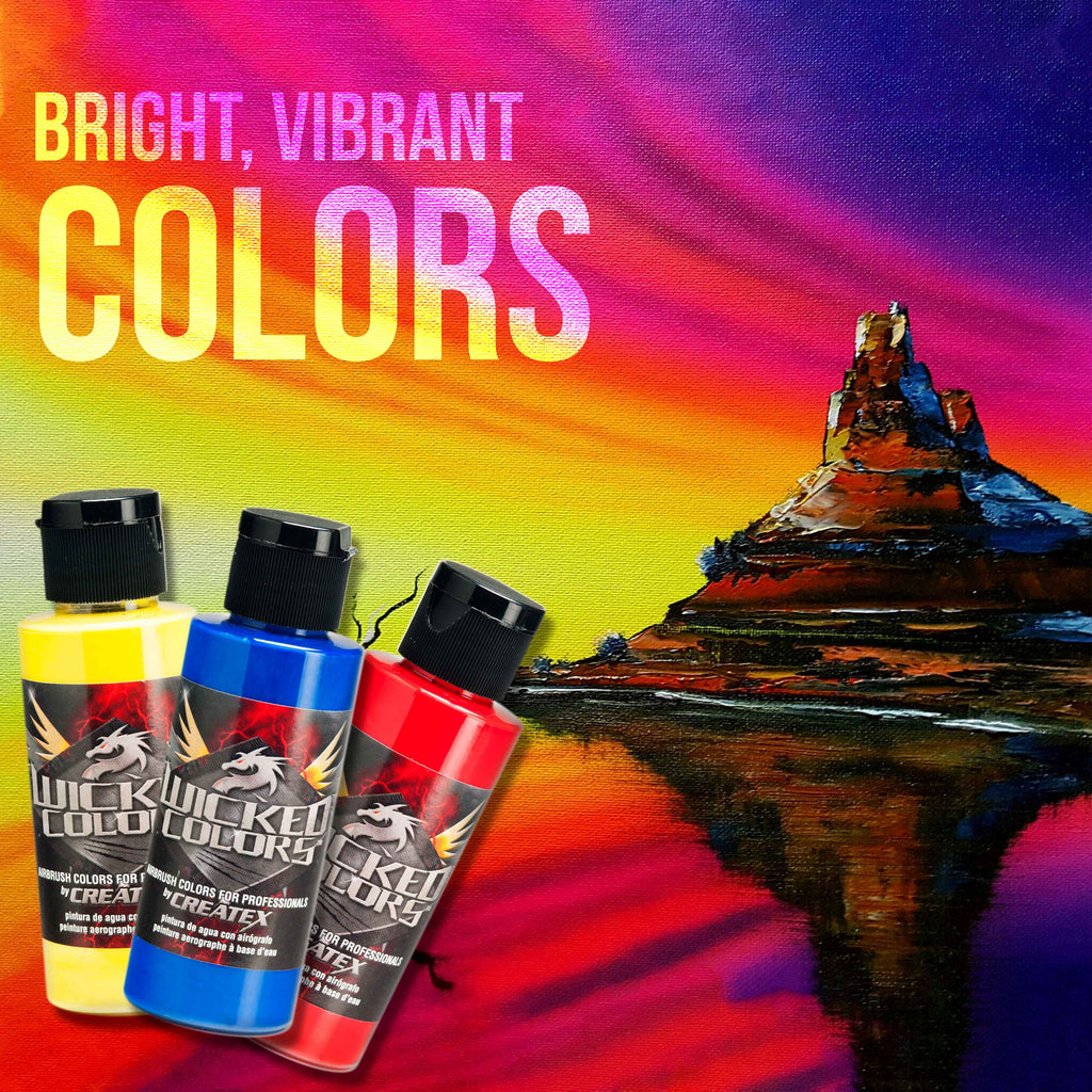 Professional Master G22, S68, E91 Airbrush Kit with Master Compressor TC-20, Air Hose & 6 Wicked Createx Colors