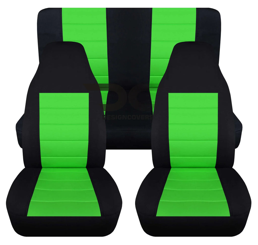 T240-Designcovers Compatible with 2003-2006 Jeep Wrangler LJ : Black and Lime Green - Full Set
