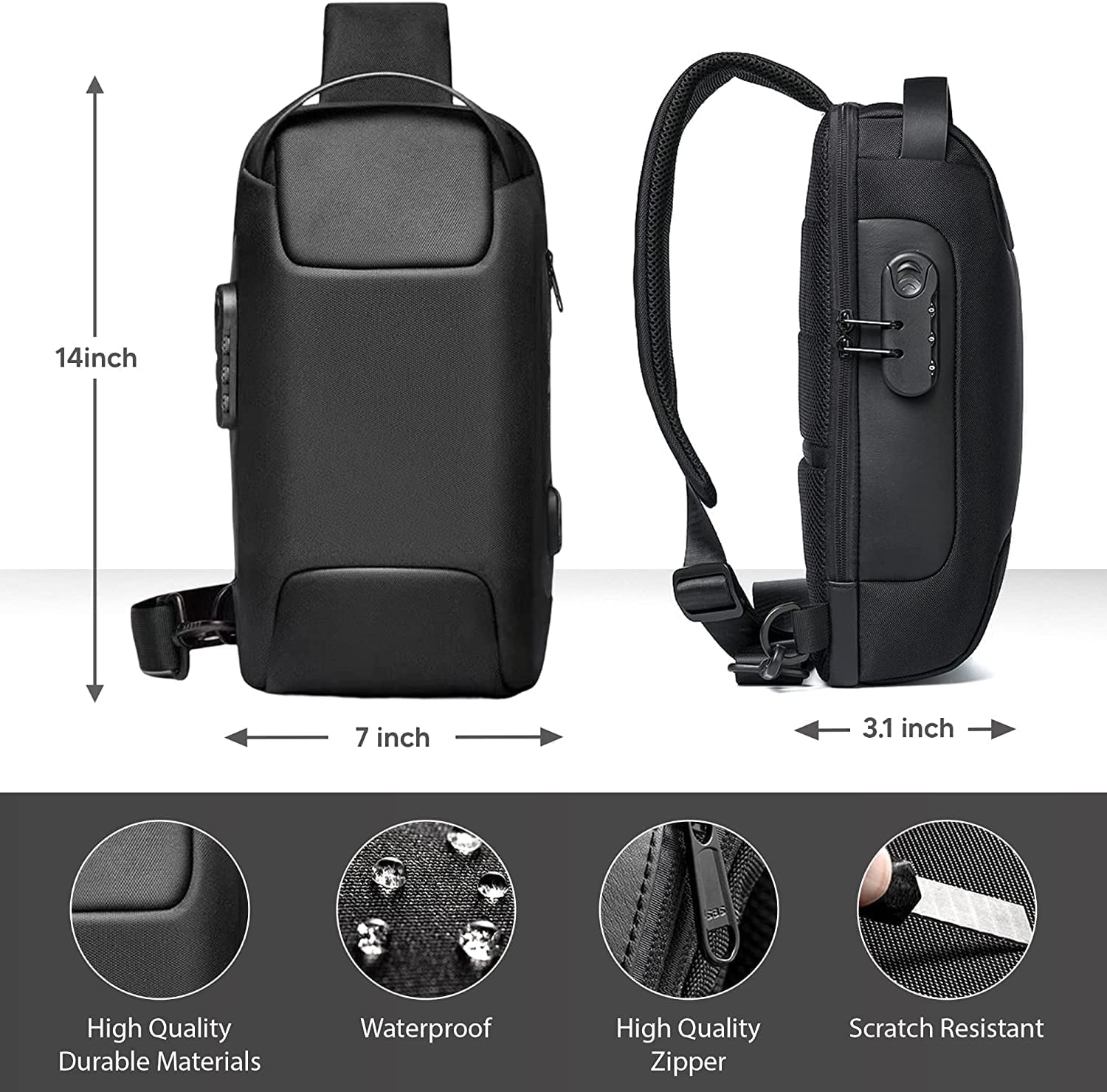 Steam Deck Carrying Case & NIntendo Switch Carrying Bag- Steam Console Carrying Chest Bag for Gamer-Chest Bag with Lock for Gaming Accessoreis Carrying-Black