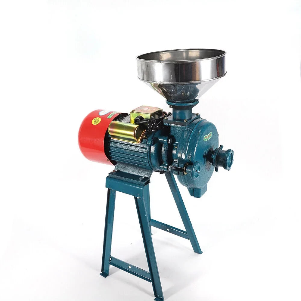 ZhdnBhnos 2200W 220V Electric Grain Flour Grinder Mill Commercial Heavy Duty Corn Wheat Cereal Dry Feed Grinder Pulverizer Machine w/ Funnel 1400r/Min