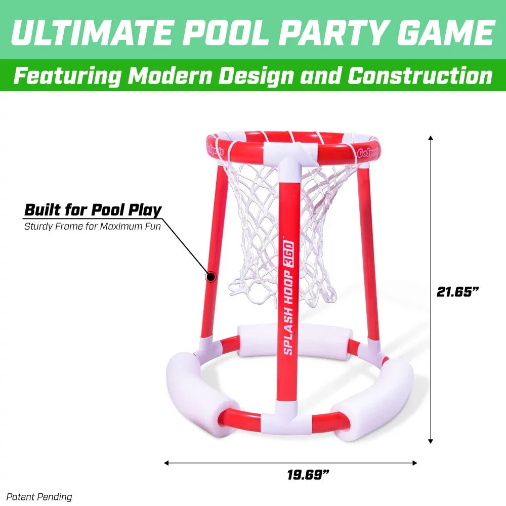 GoSports Splash Hoop 360 Floating Pool Basketball Game | Includes Hoop, 2 Balls and Pump