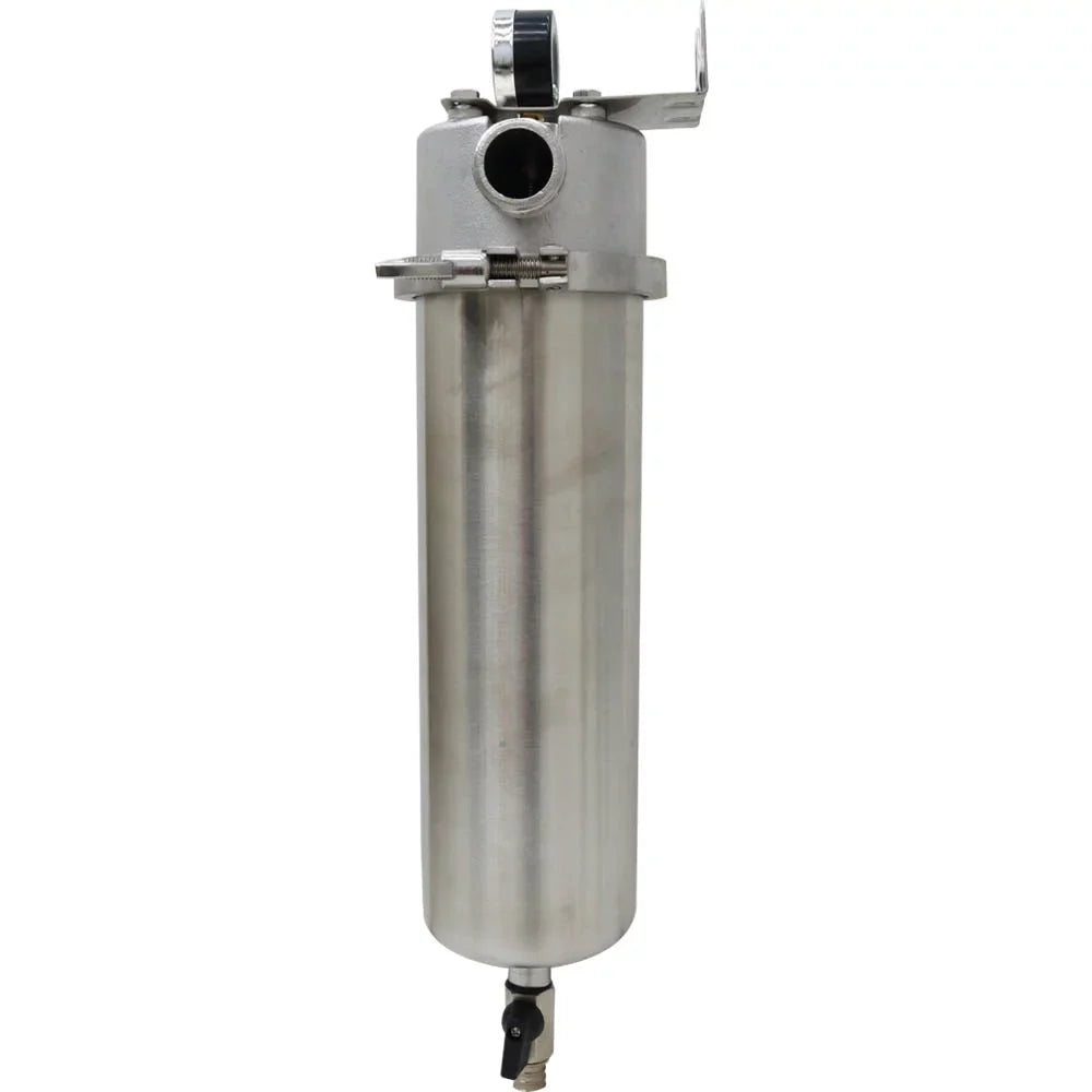 TECHTONGDA Front Liquid Filter Housing 10 inch Filter 1 inch NPT for Whole House Liquid Purification 304 Stainless Steel 8000L/h