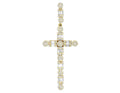 Unisex 10K Yellow Gold Real Diamond Flower Cluster Baguette Cross 2" 1.2CT