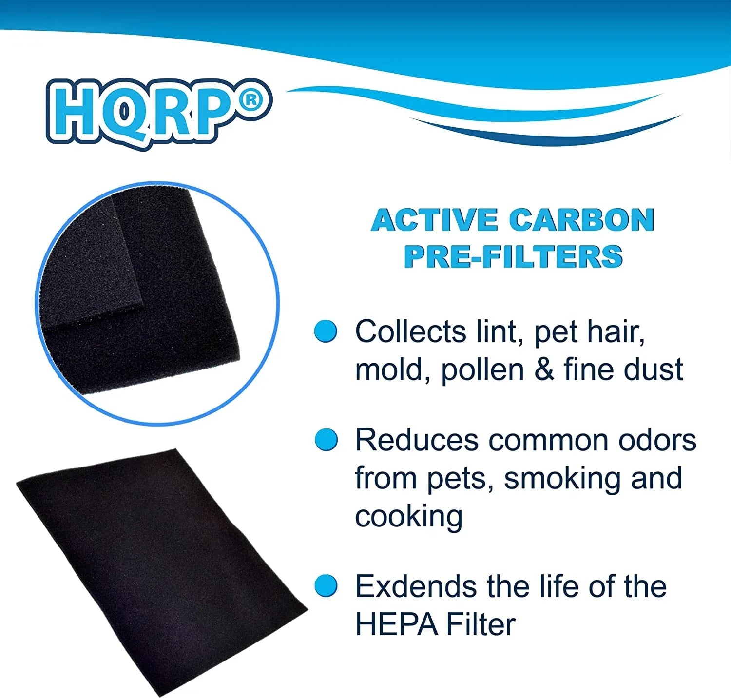 HQRP 6-pack Activated Carbon Filter for Vornado MD1-0023 Replacement fits AC300, AC350, AC500, AC550 Air Purifiers