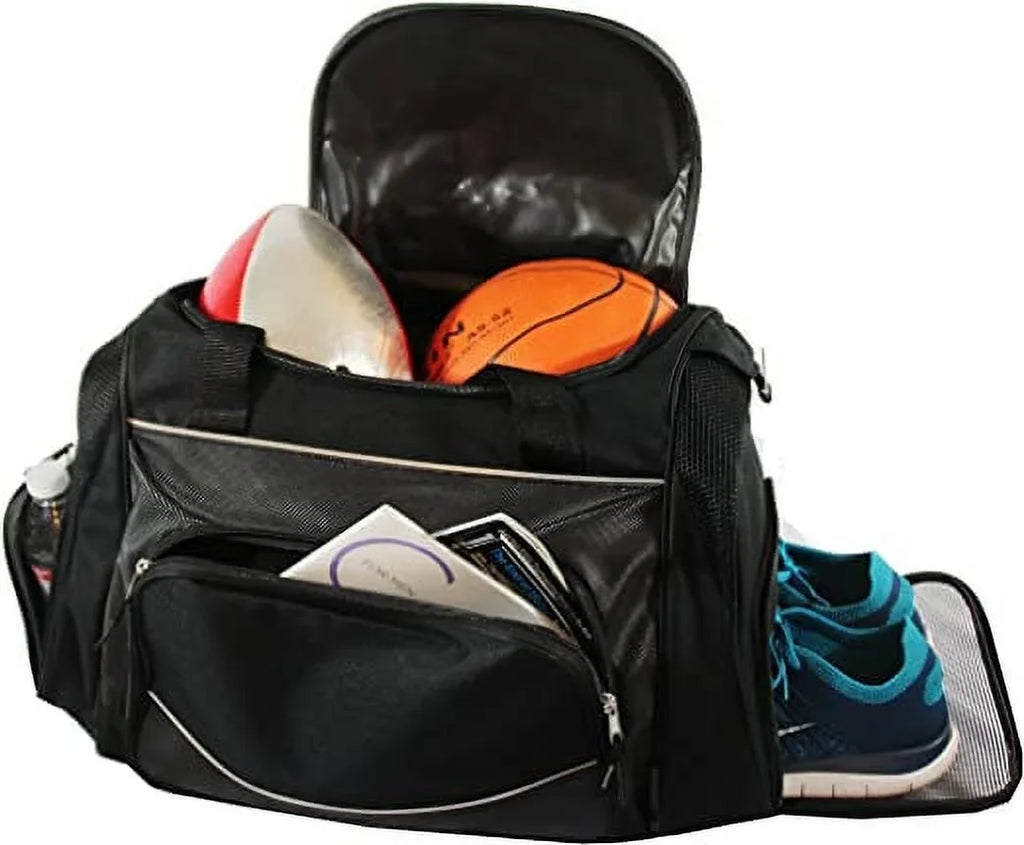 Xtitix Sport Golfer Gym Travel Luxury Poly Duffel Bag with Shoe Storage, Black