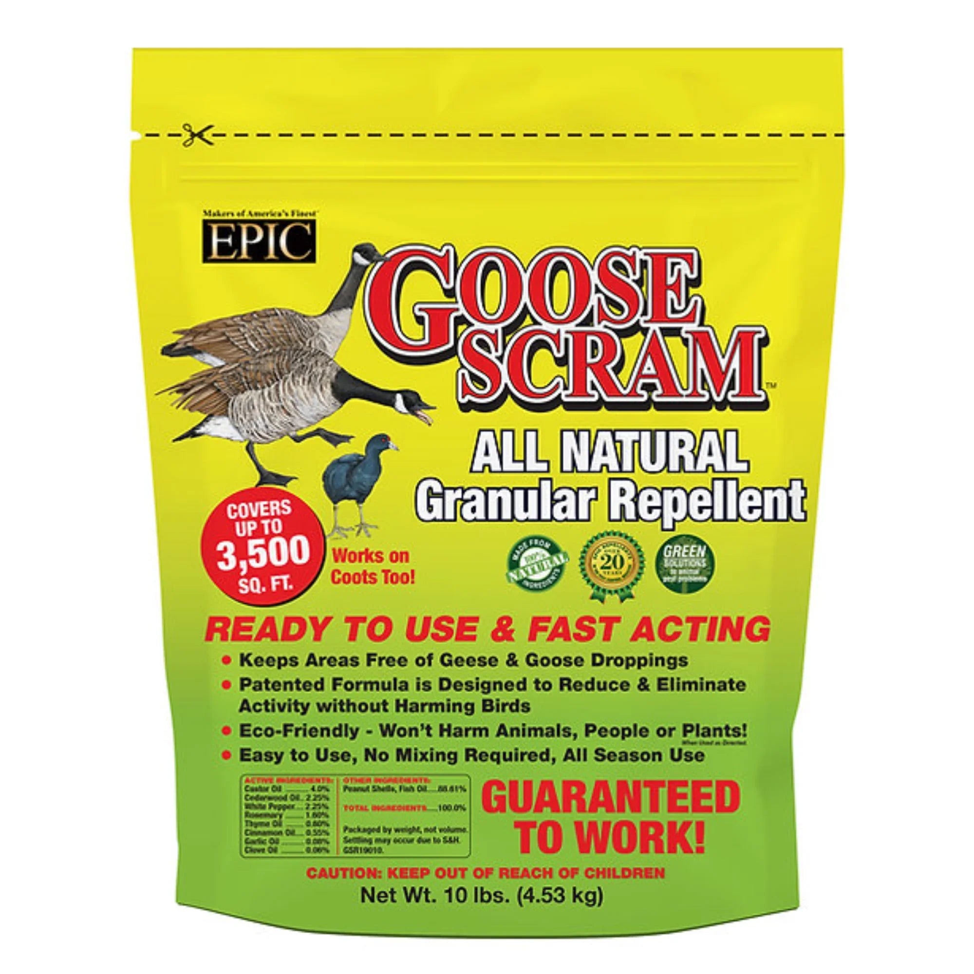 Epic Goose Scram All Natural Outdoor Granular Animal Repellent Resealable Bag, 10lbs