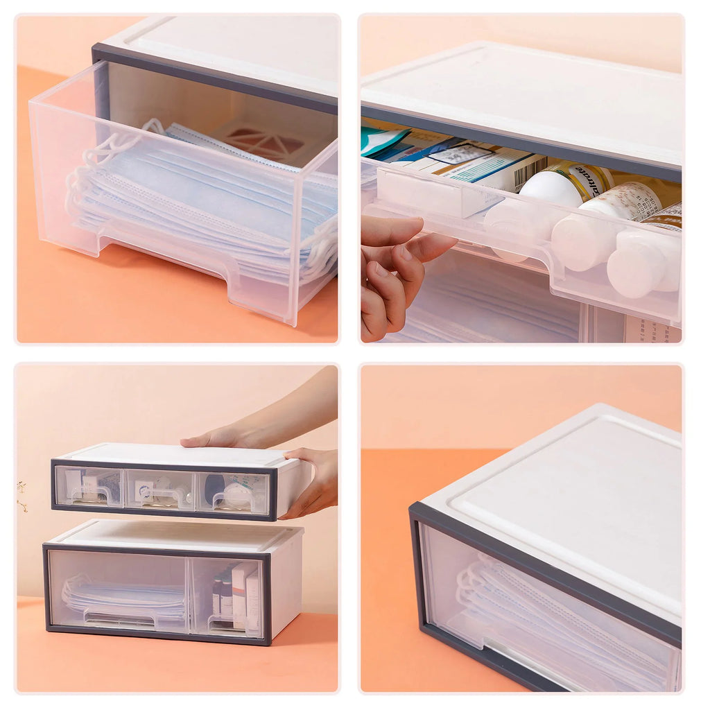 Organize storage box for multi-scene use, ROSELIFE [TFAC] Desktop Organizer, 4 Pieces, 4 Drawers, 5 Slots, Transparent