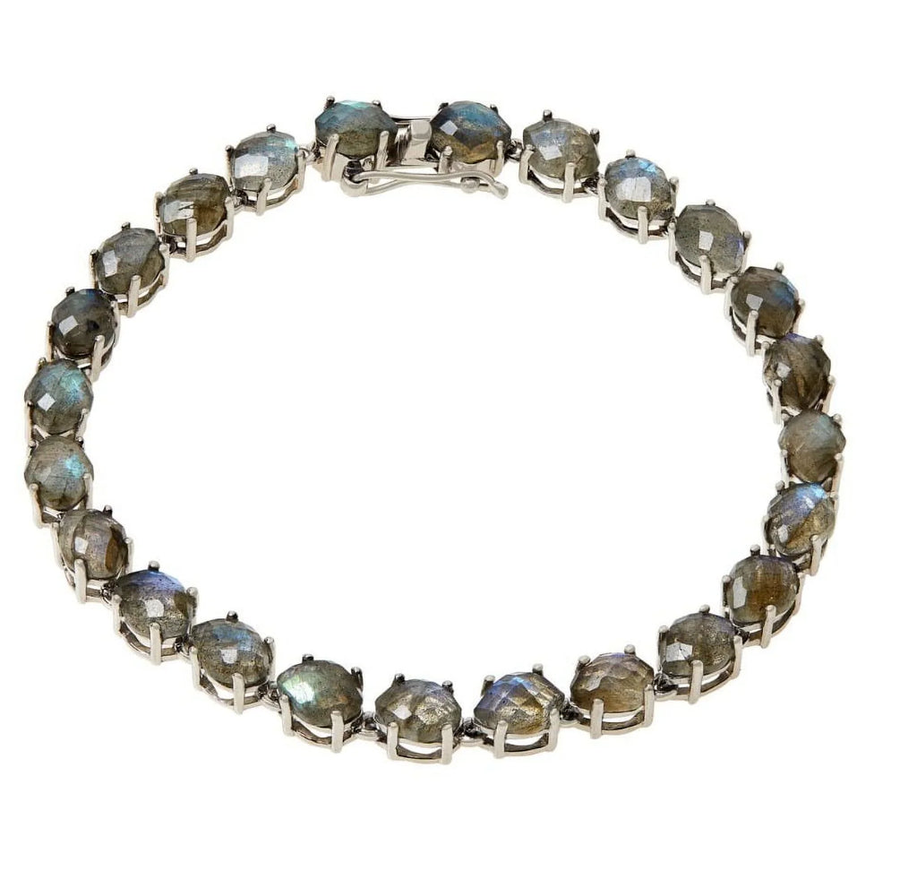 Colleen Lopez Sterling Silver 7x5mm Labradorite Tennis Bracelet. 6-1/2"