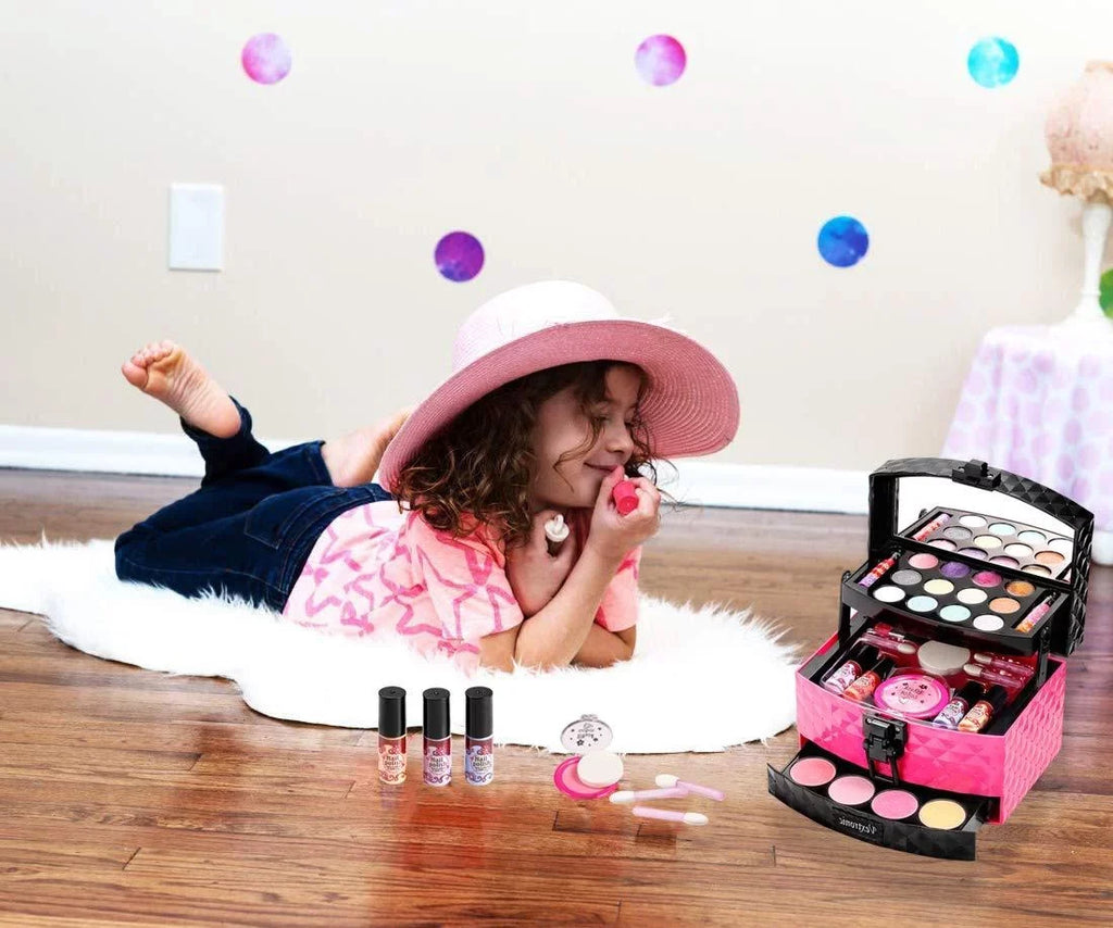 Vextronic Girls Makeup Toy Set Washable Kids Makeup Kit for Girl, Pretend Play Makeup Kit for Kids, Non-Toxic, Real Cosmetic Toy Beauty Set for Kids Birthday Pink
