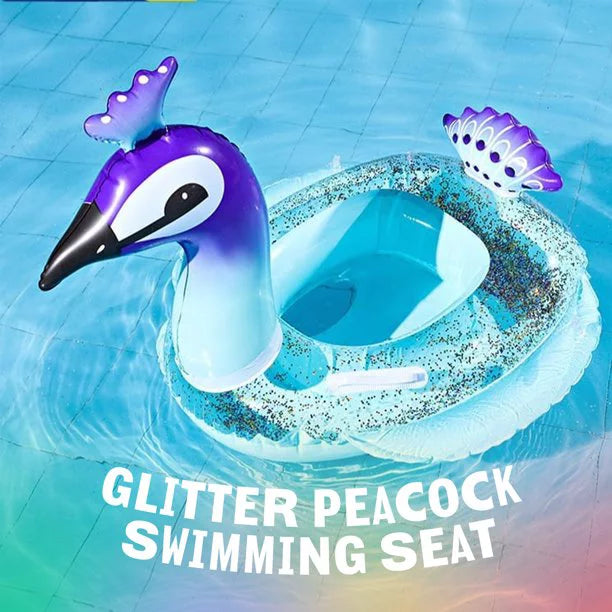 Ionale 48 Inches Inflatable Glitter Swimming Pool Toys Peacock Designed with Fast Valves Summer Fun Beach Party Lounge Raft Decorative Fluid Game for Kids