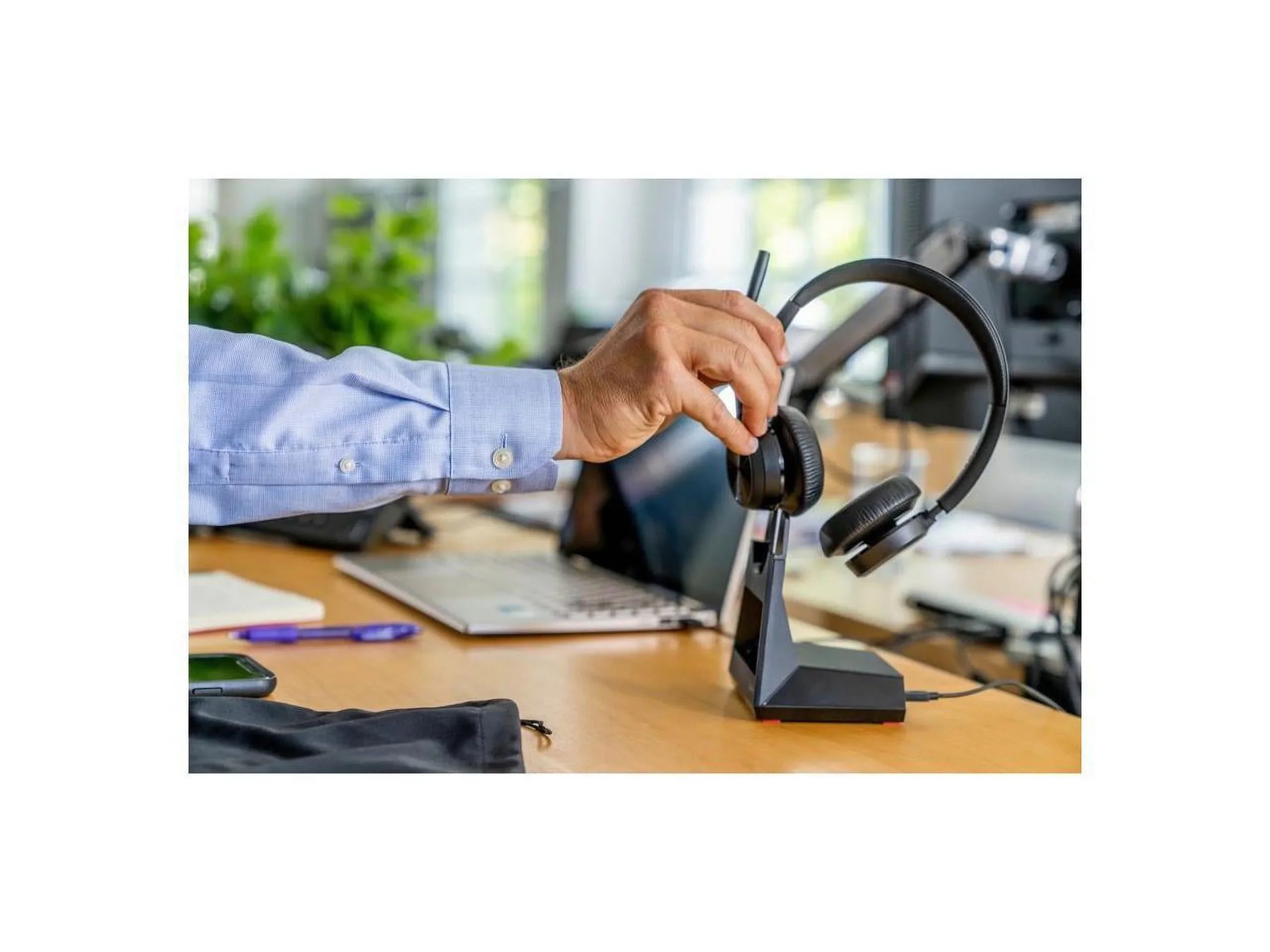 Poly Voyager 4320 USB-A Headset - Siri, Google Assistant - Stereo, Mono - USB Type A, USB Type C - Wireless - Bluetooth - 300 ft - 20 Hz - 20 kHz - On-ear - Binaural - Ear-cup - 4.92 ft Cable - Ele...