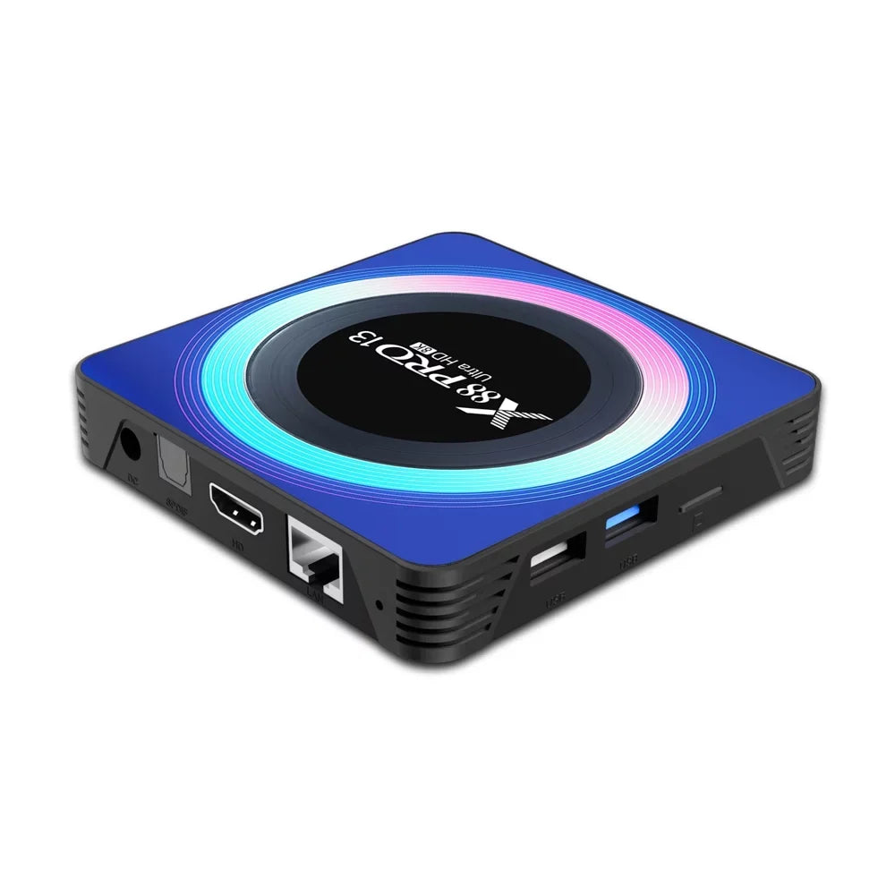 Android 13.0 TV Box,X88 PRO 13 Acrylic 4GB RAM 64GB ROM RK3528 Quad-Core WiFi6 Dual Band 2.4G/5.8G Ethernet 1000M BT5.0 8K HDR10+ Ultra HD USB3.0
